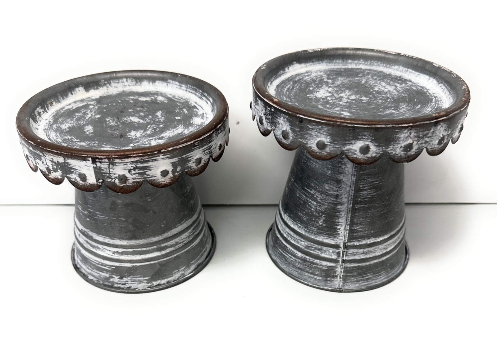 Farmhouse white washed candle holders SET OF 2, 5\ Farmhouse white washed candle holders SET OF 2, 5\