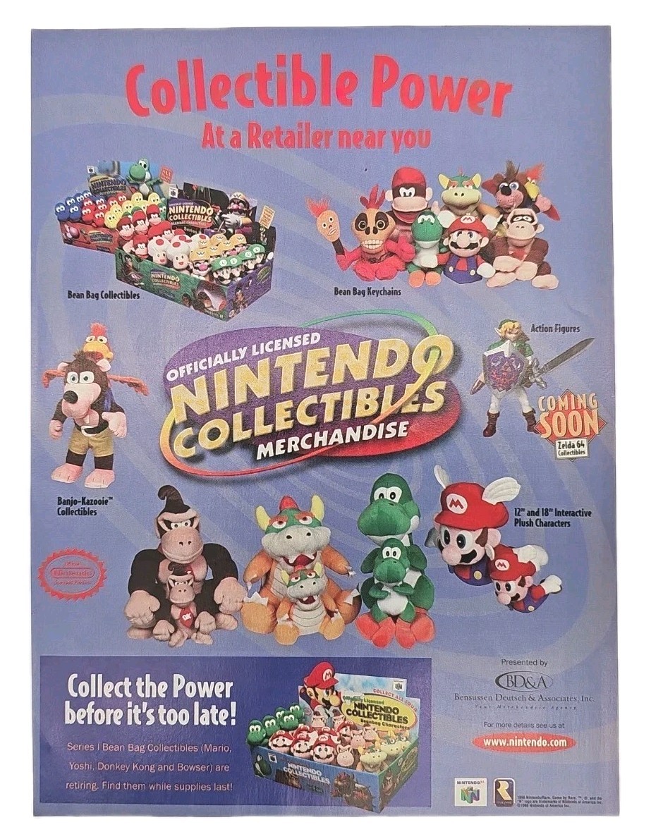 Rare & Nintendo Collectibles Merchandise 1998 Original Print Ad 7.75\