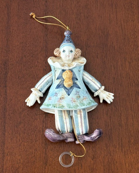 Vintage Schmid Signed Yamada Clown Figurine Movable Limbs Pull String Porcelain Vintage Schmid Signed Yamada Clown Figurine Movable Limbs Pull String Porcelain
