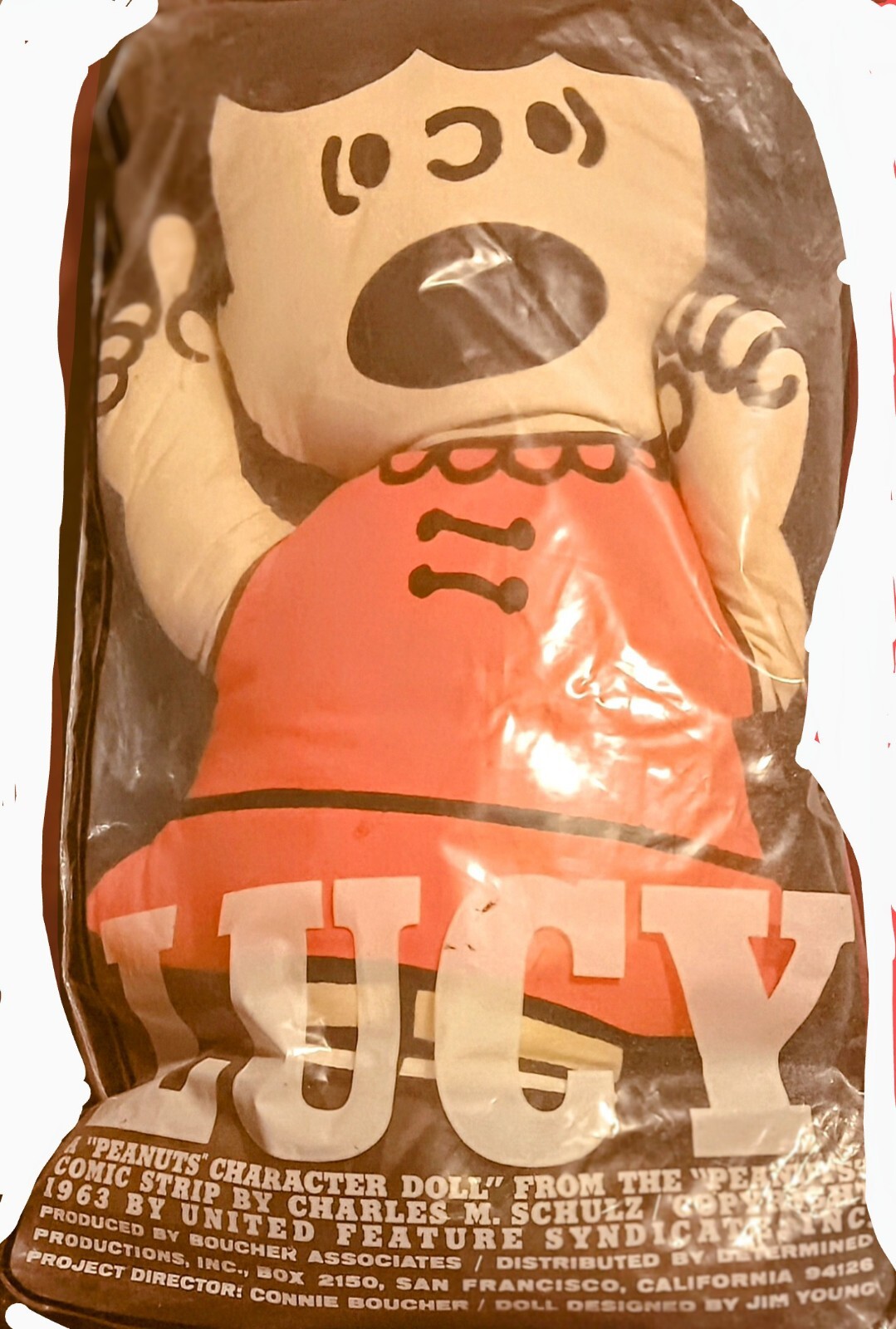Vintage 1963 PEANUTS LUCY PILLOW with Unopened Original Bag Vintage 1963 PEANUTS LUCY PILLOW with Unopened Original Bag