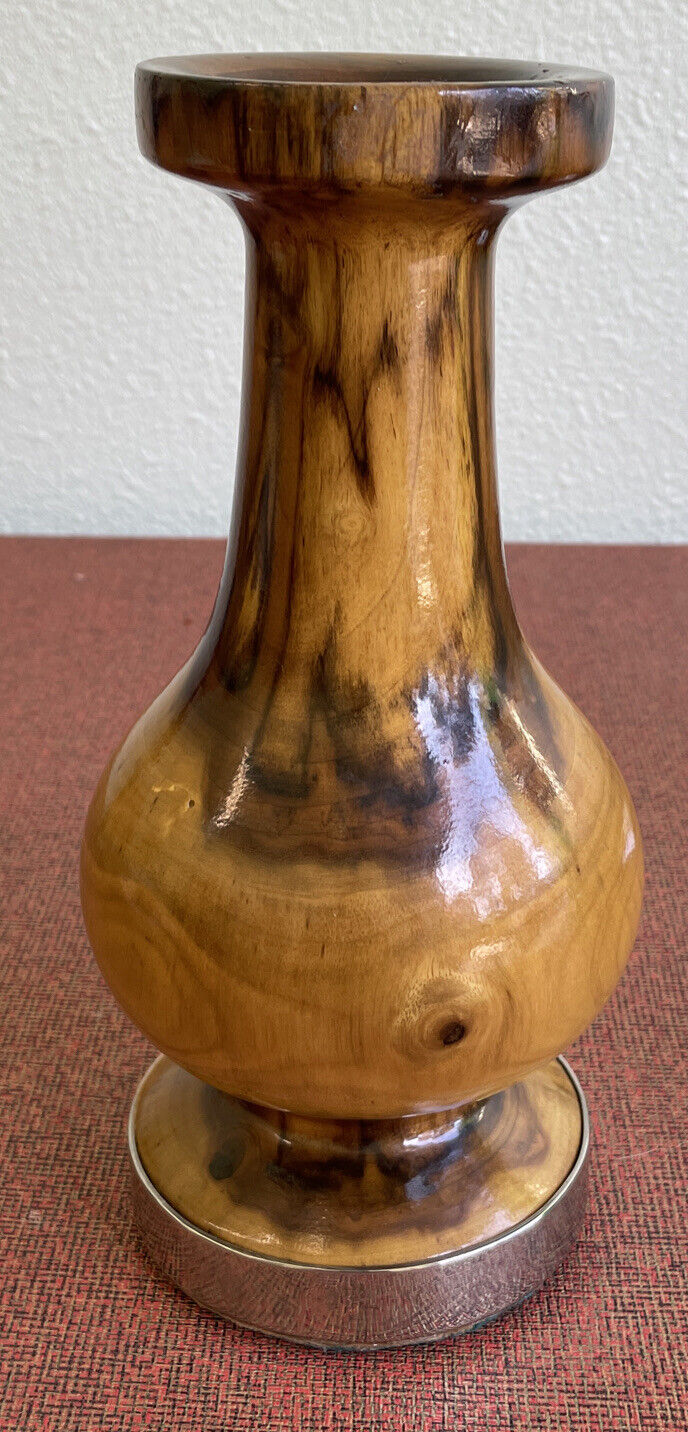 Myrtlewood Candlestick  10” Tall, 5” Wide, 3.5” At Mouth Oregon USA