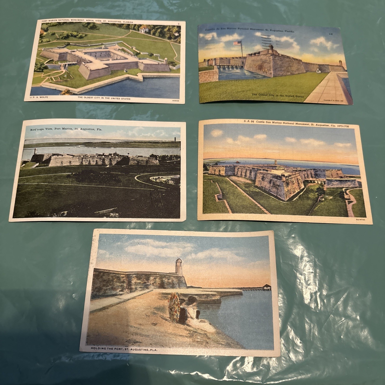 1 cent stamp 1940’s Augustine Florida Postcards Fort Marion Castle San Marco