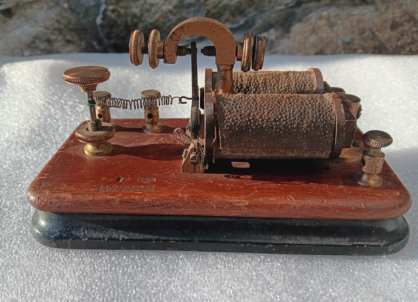Antique E.S. GREELEY & CO. 5 & 7 DEY ST. NEW YORK Telegraph key Sounder 1880s Antique E.S. GREELEY & CO. 5 & 7 DEY ST. NEW YORK Telegraph key Sounder 1880s