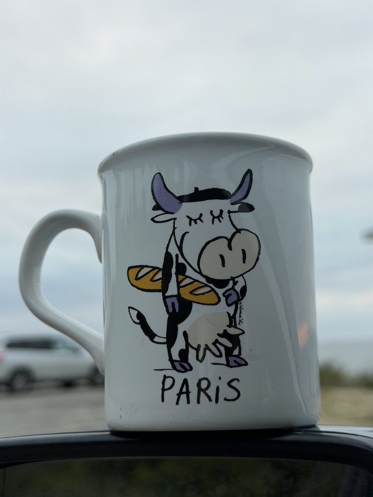 Vintage Paris Cow Baguette Mug Made in England French Souvenir Kitsch Ceramic Vintage Paris Cow Baguette Mug Made in England French Souvenir Kitsch Ceramic