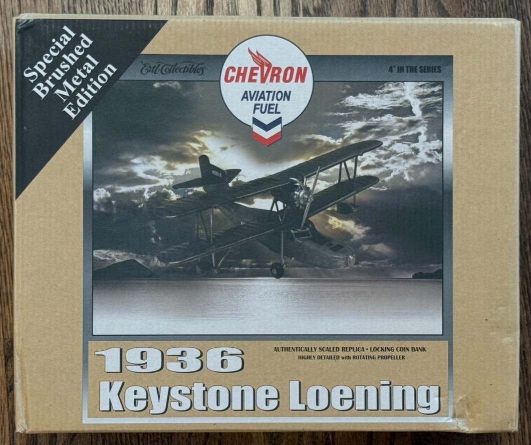 Chevron 1936 Keystone Loening Brushed Metal Ertl 1/48 Coin Bank w/ COA (#1)