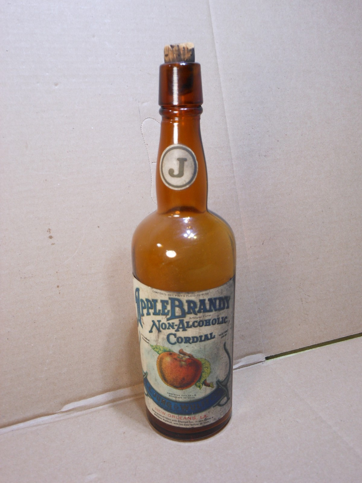 Antique Jung & Wulff Co New Orleans LA Apple Brandy Cordial Bottle Paper Label Antique Jung & Wulff Co New Orleans LA Apple Brandy Cordial Bottle Paper Label