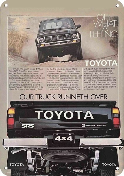 1981 TOYOTA SR5 4X4 Sport Pickup Truck DECORATIVE REPLICA METAL SIGN 1981 TOYOTA SR5 4X4 Sport Pickup Truck DECORATIVE REPLICA METAL SIGN