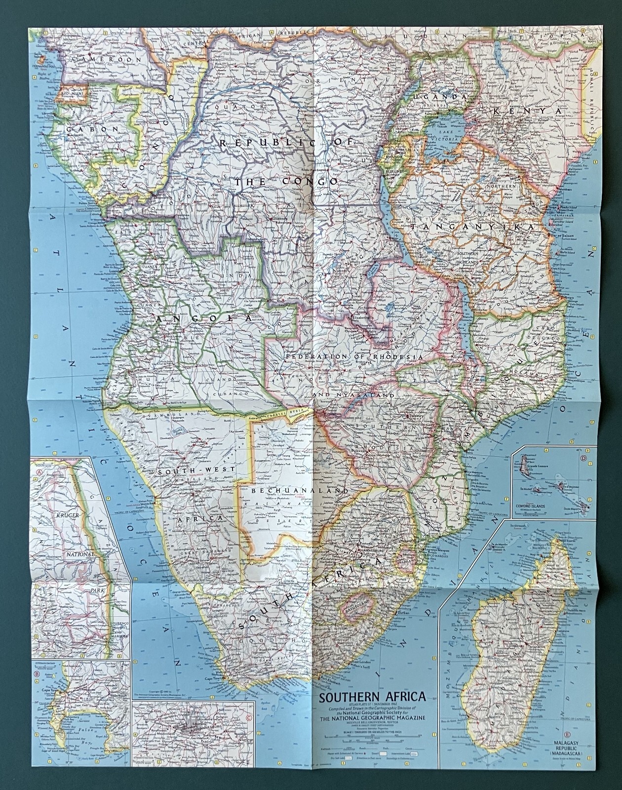 Map  Southern Africa National Geographic 1962