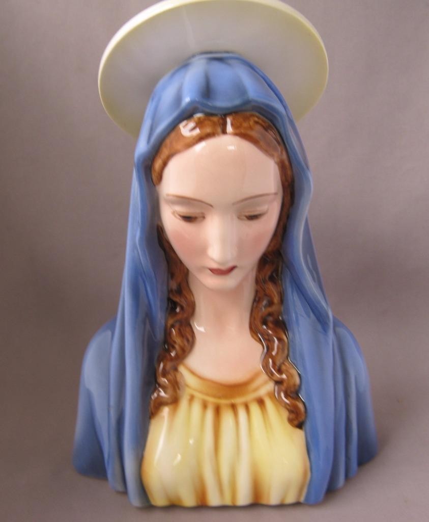 Rare Keramos Glass Porcelain Madonna Halo Bust Podany Wien Austria Vienna
