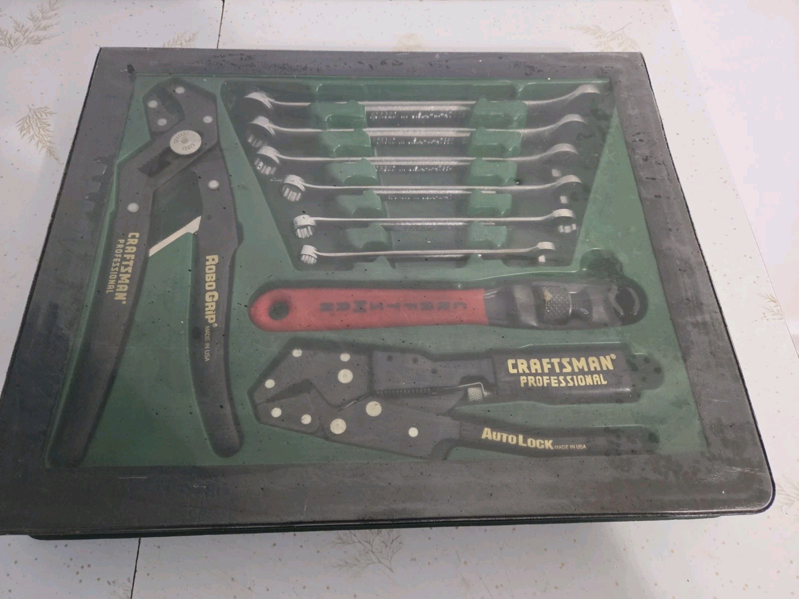 Vintage Craftsman USA 9 Pc Gift Set 45444 RoboGrip Auto Lock Quick Wrench