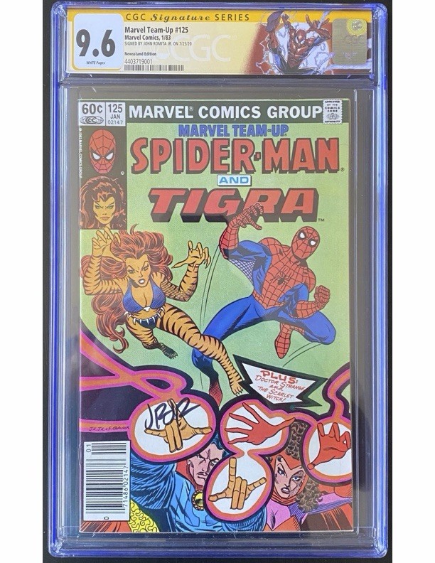 Marvel Team-Up #125 CGC 9.6 SS John Romita Jr Signed Newsstand Spider-Man Tigra
