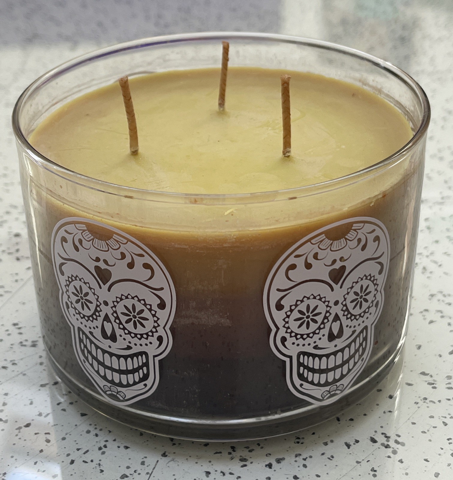RARE Partylite Skeleton Fun Layered 3 Wick Jar Scented Candle LG SIZE NEW 32 Oz.