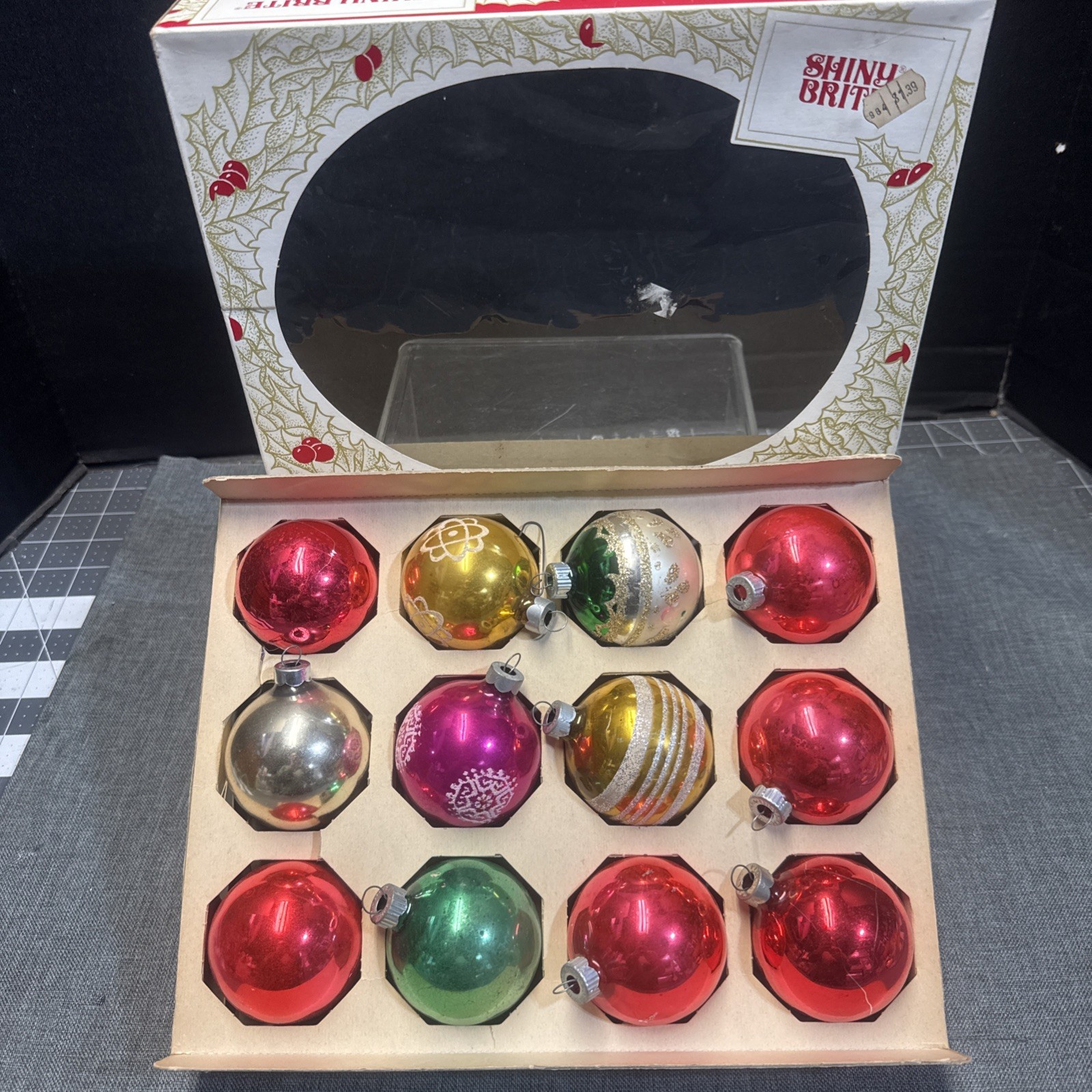 12 vintage Shiny Bright Christmas Ornaments 12 vintage Shiny Bright Christmas Ornaments