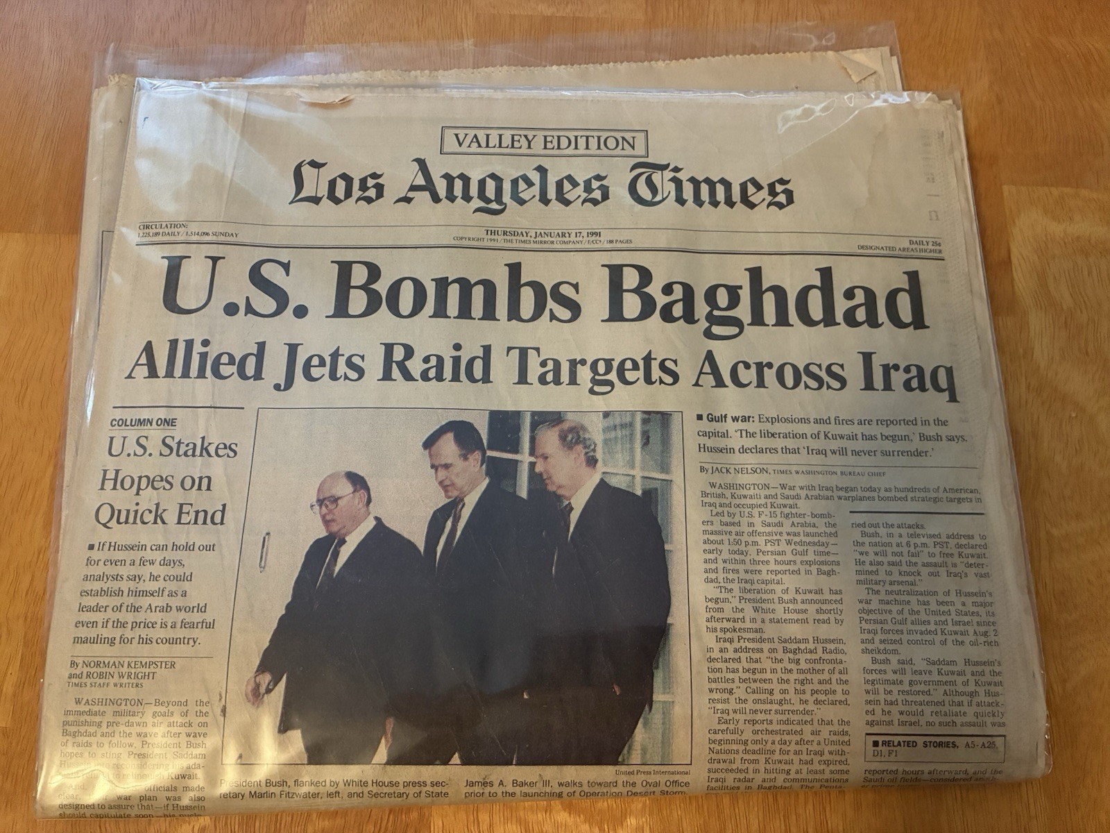 2 Gulf War Newspapers Los Angeles Times Jan 17, 1991 