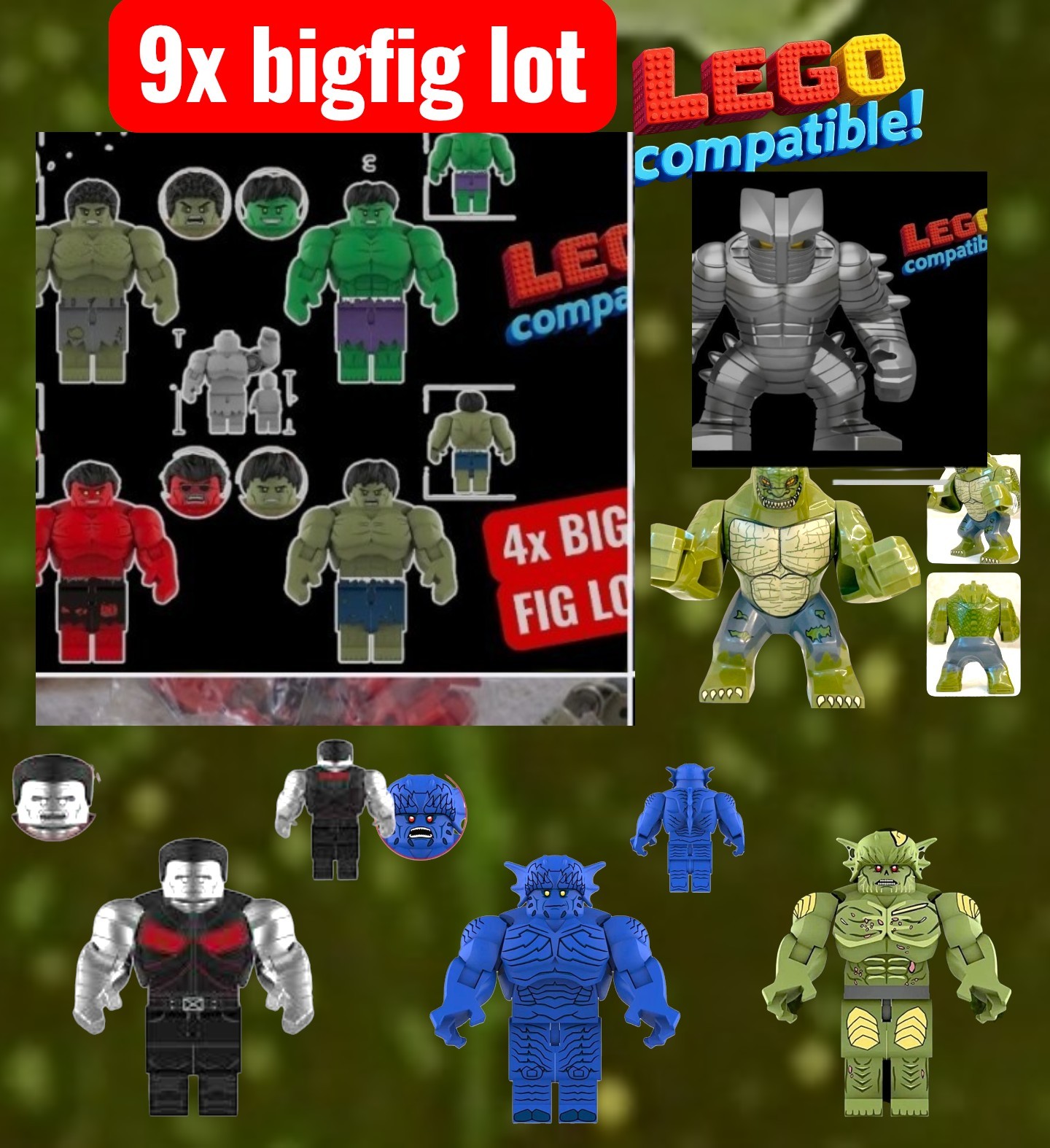 New 9x Lot Red Hulk COLOSSUS A-BOMB Marvel Custom Big Figures figure Bigfig DC