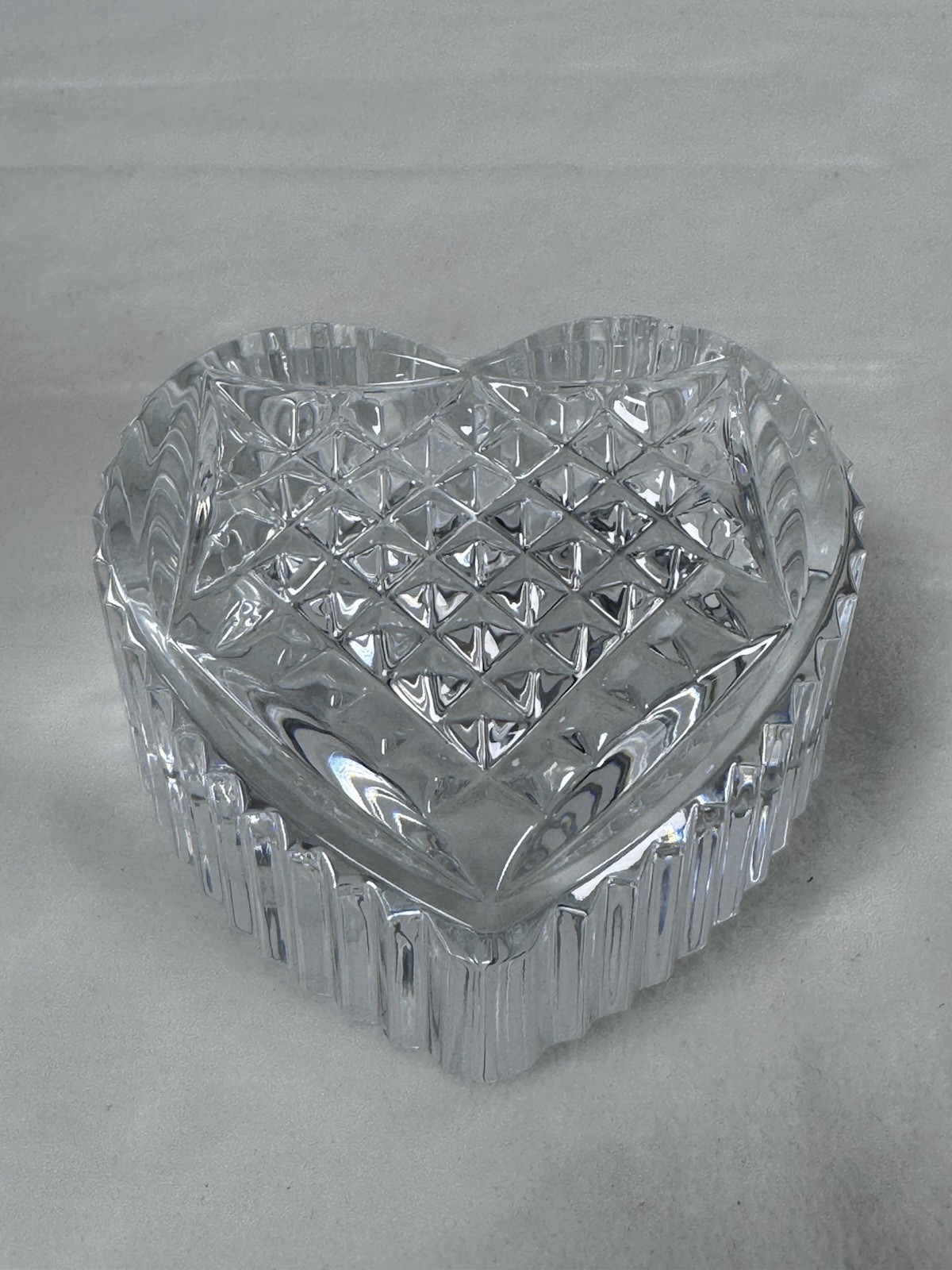 Vintage Signed Waterford Cut Glass Crystal Heart Shaped Paperweight