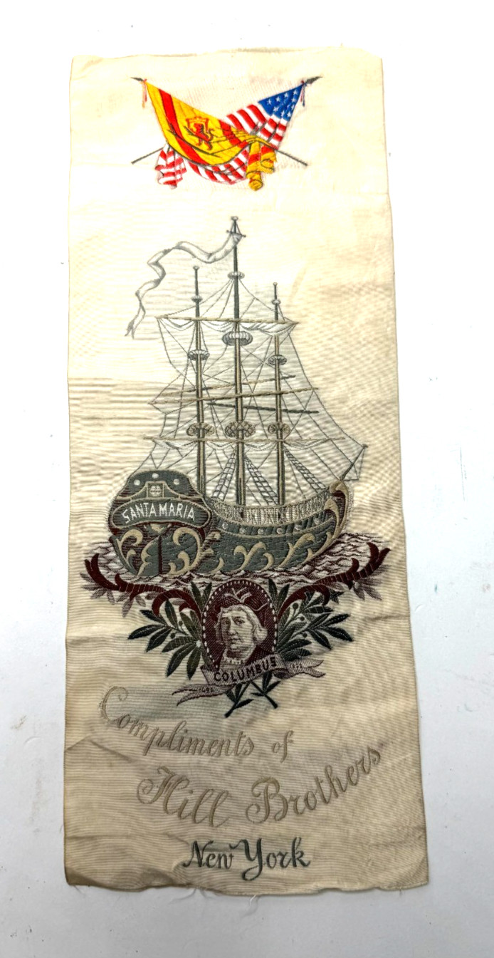 Antique 1893 Chicago Worlds Fair Columbian Exposition Souvenir silk bookmark Antique 1893 Chicago Worlds Fair Columbian Exposition Souvenir silk bookmark