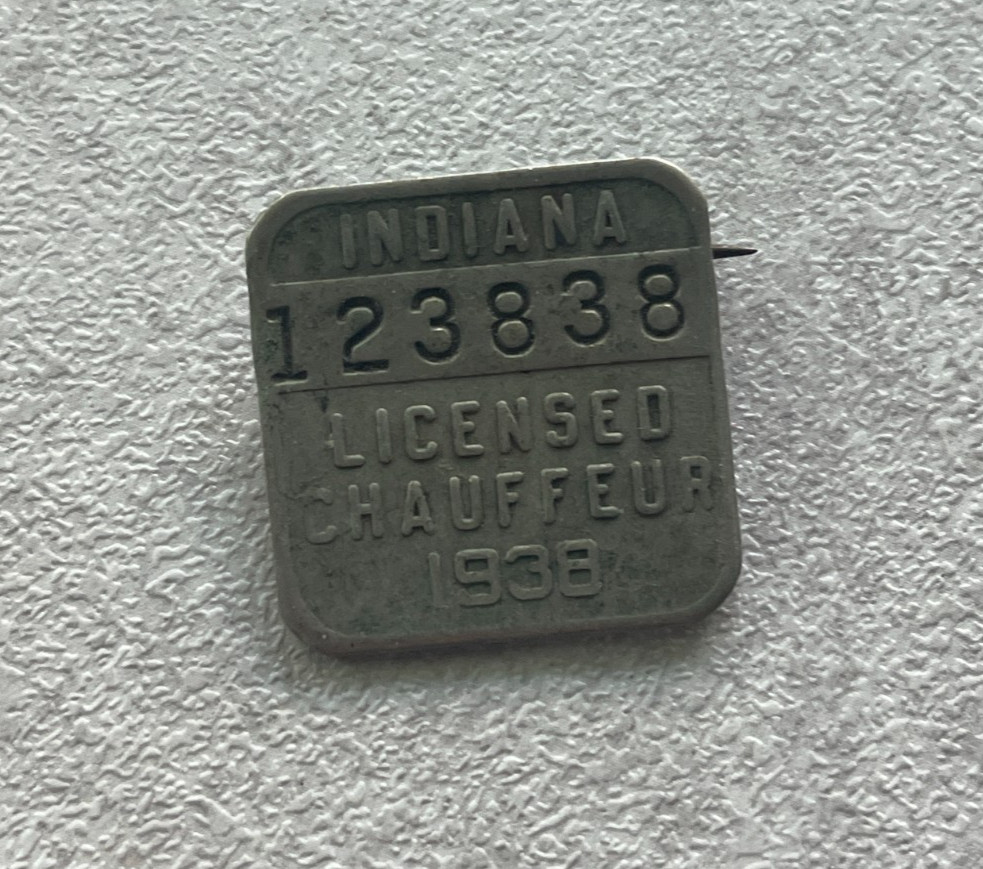 1938 Indiana Licensed Chauffeur Badge L2