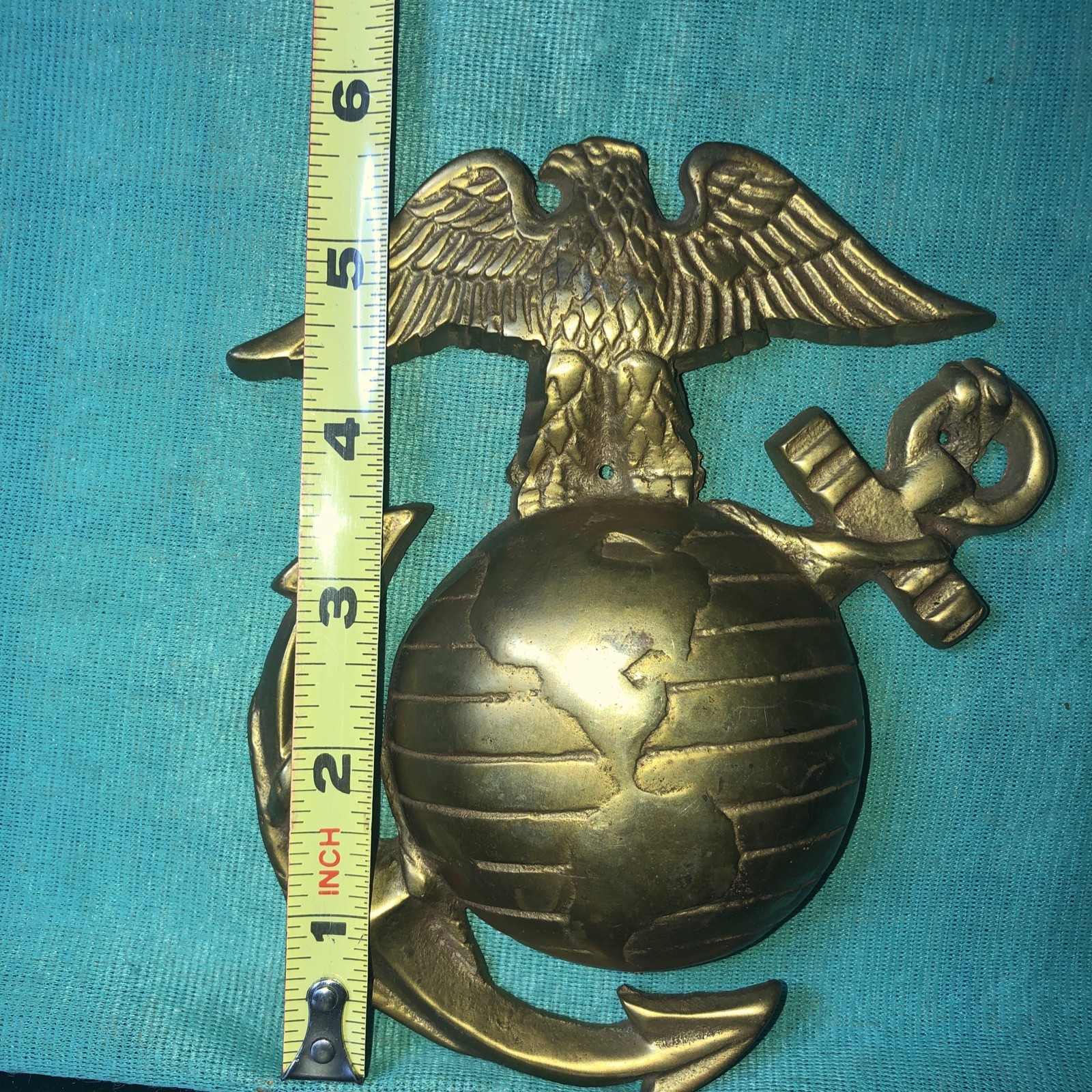 Large Marine Cast Metal Earth And Anchor Emblem LOT Y
