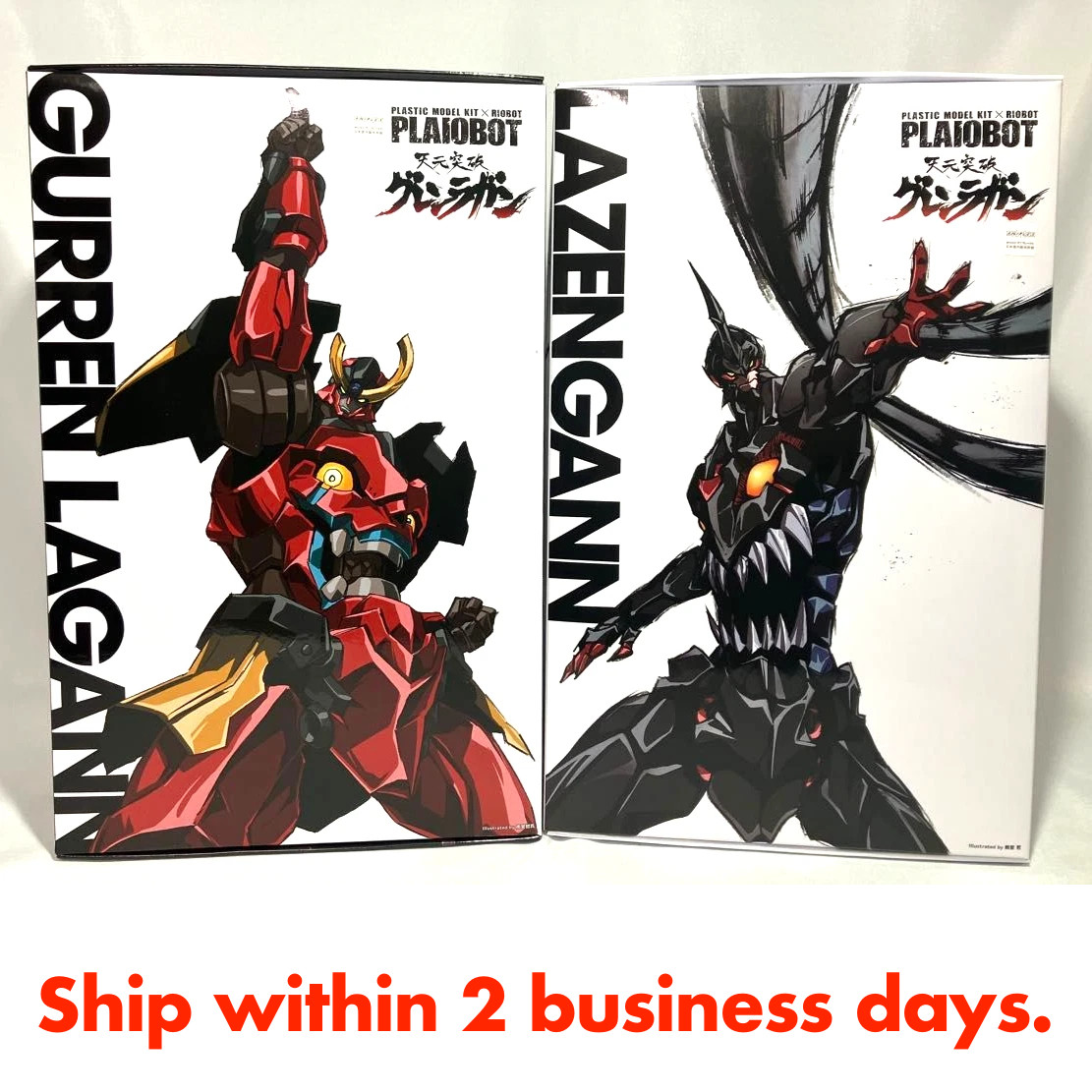 GURREN LAGANN Gurren Lagann & Lazengann Model Kit Set of 2 PLAIOBOT Japan