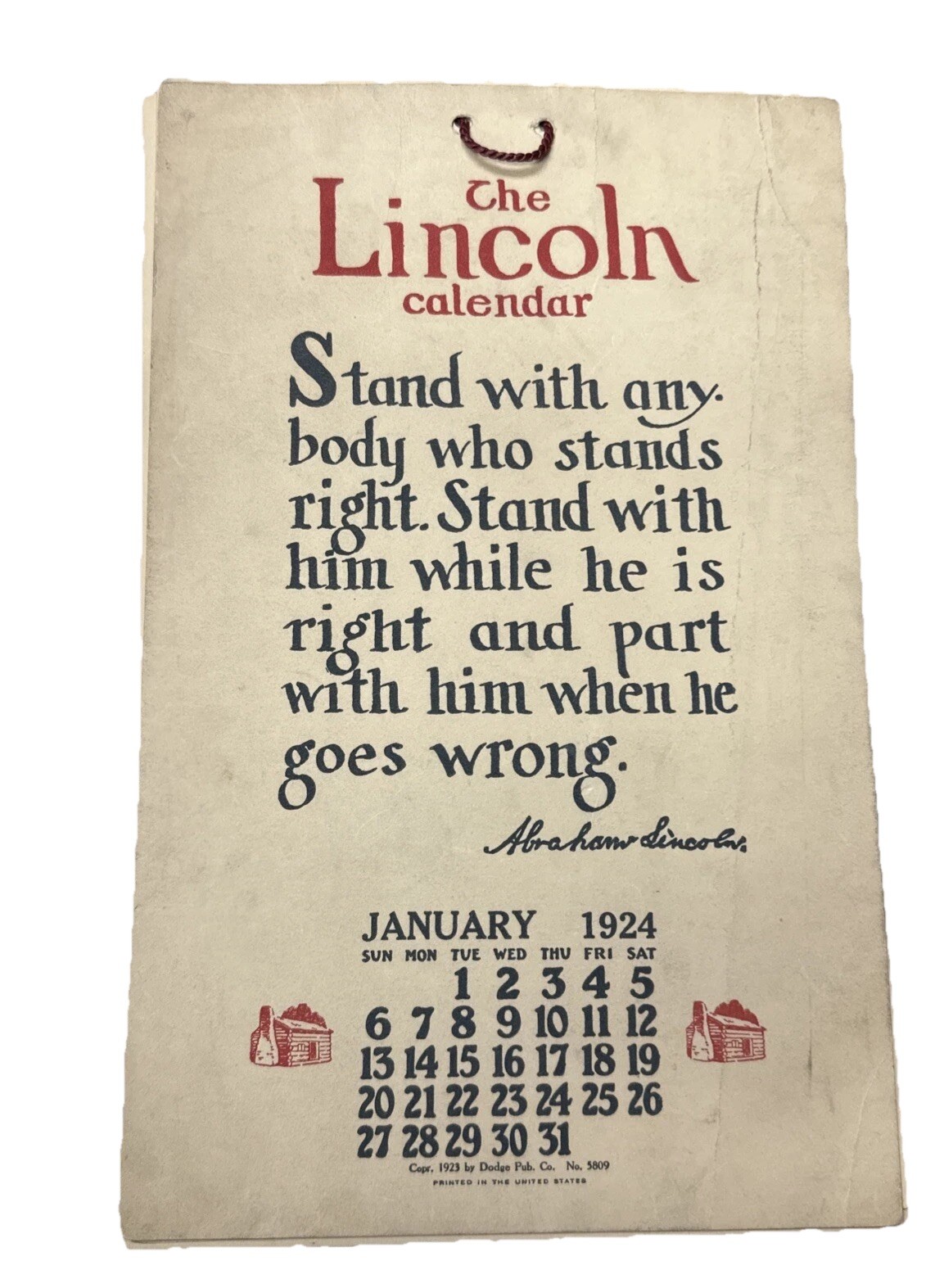 Antique 1924 The Lincoln Calendar Wall Hanging Abraham Quotes Vintage Ephemera Antique 1924 The Lincoln Calendar Wall Hanging Abraham Quotes Vintage Ephemera