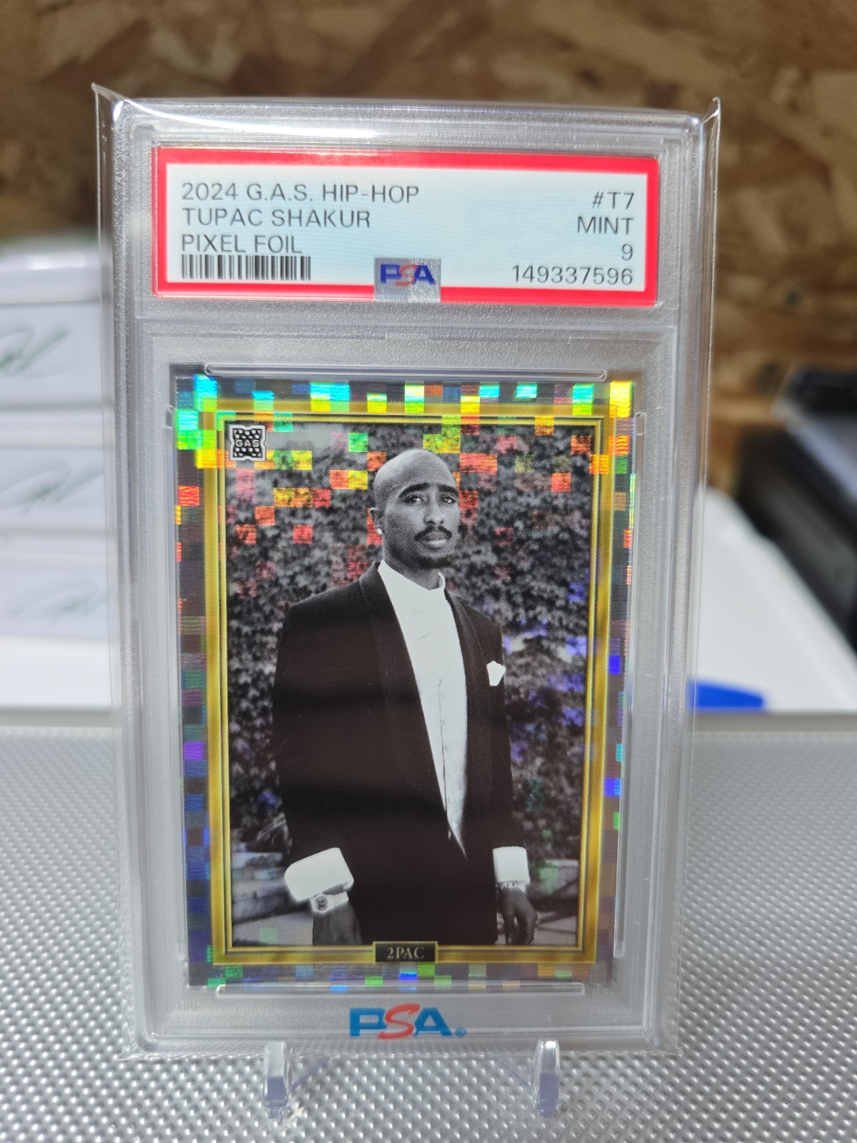 2024 G.A.S. GAS HIP-HOP Tupac Shakur 2PAC Pixel Foil Trading Card T7 #4/10 PSA 9