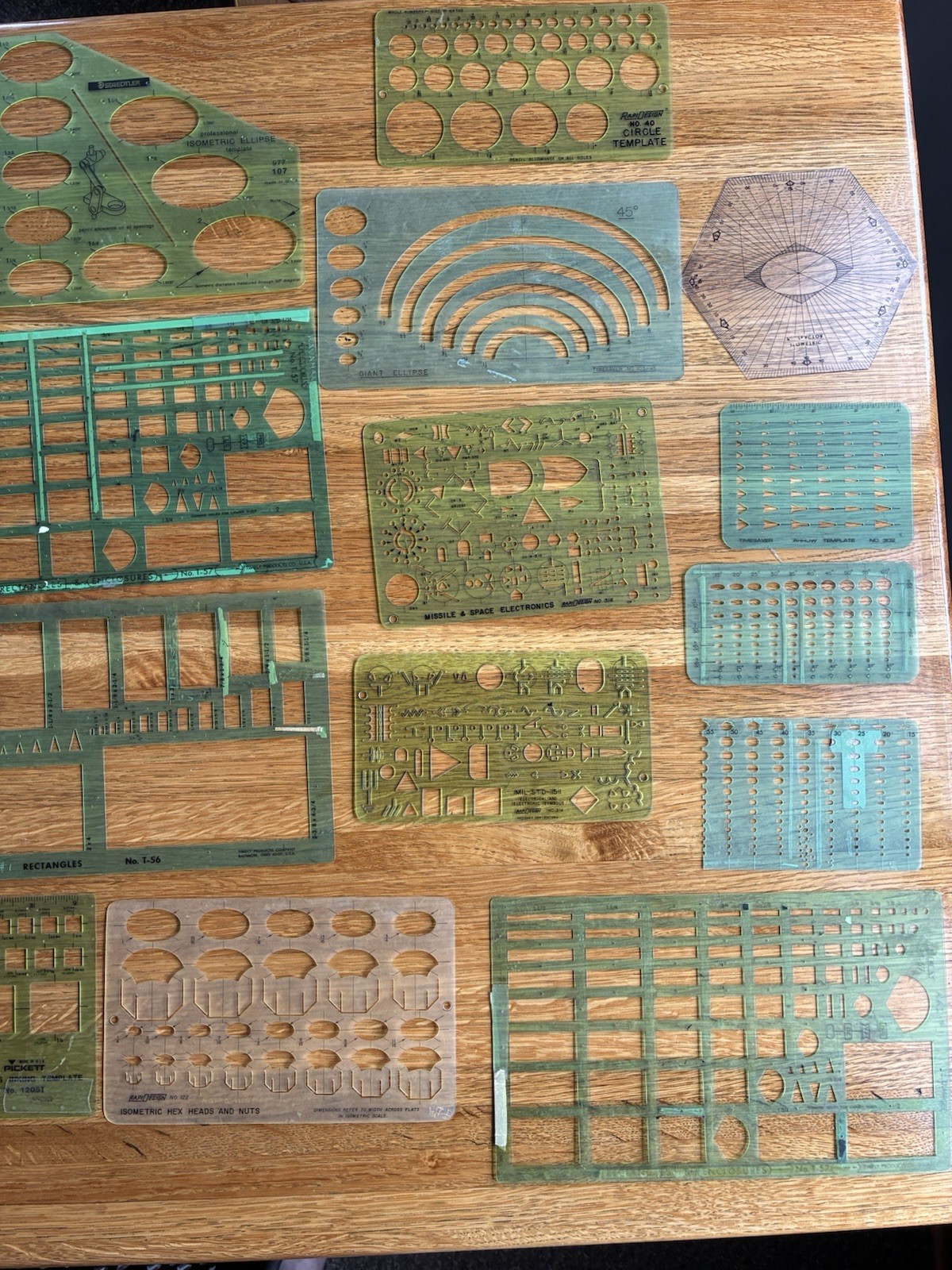 Drafting Template BIG LOT Geometric Drawings Stencils Measuring Ruler SHARPENER