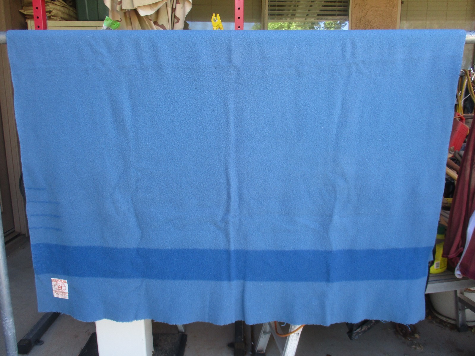 Vtg HUDSON\'S BAY POINT Stripe BLANKET, 3 ½ points, Blue Wool, 60x76 inches Vtg HUDSON\'S BAY POINT Stripe BLANKET, 3 ½ points, Blue Wool, 60x76 inches