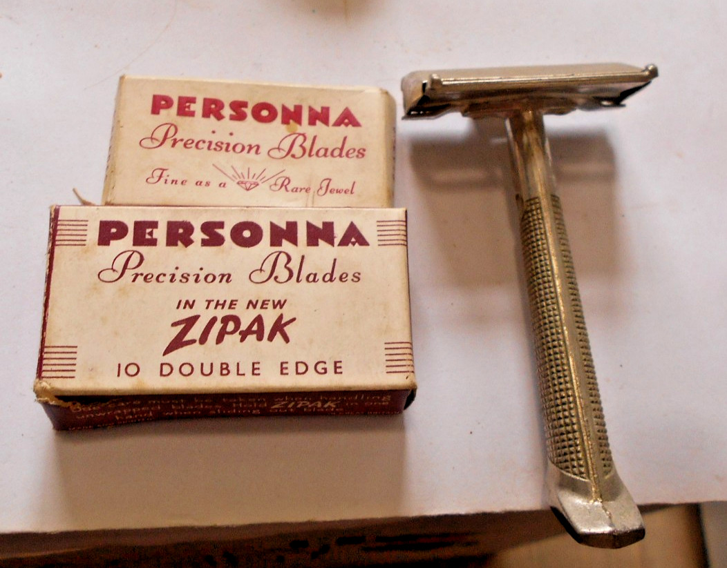 VINTAGE MENS SHAVING EVER-READY RAZOR SET 15 BLADES X 2 PK PERSONA BLADES LOT B