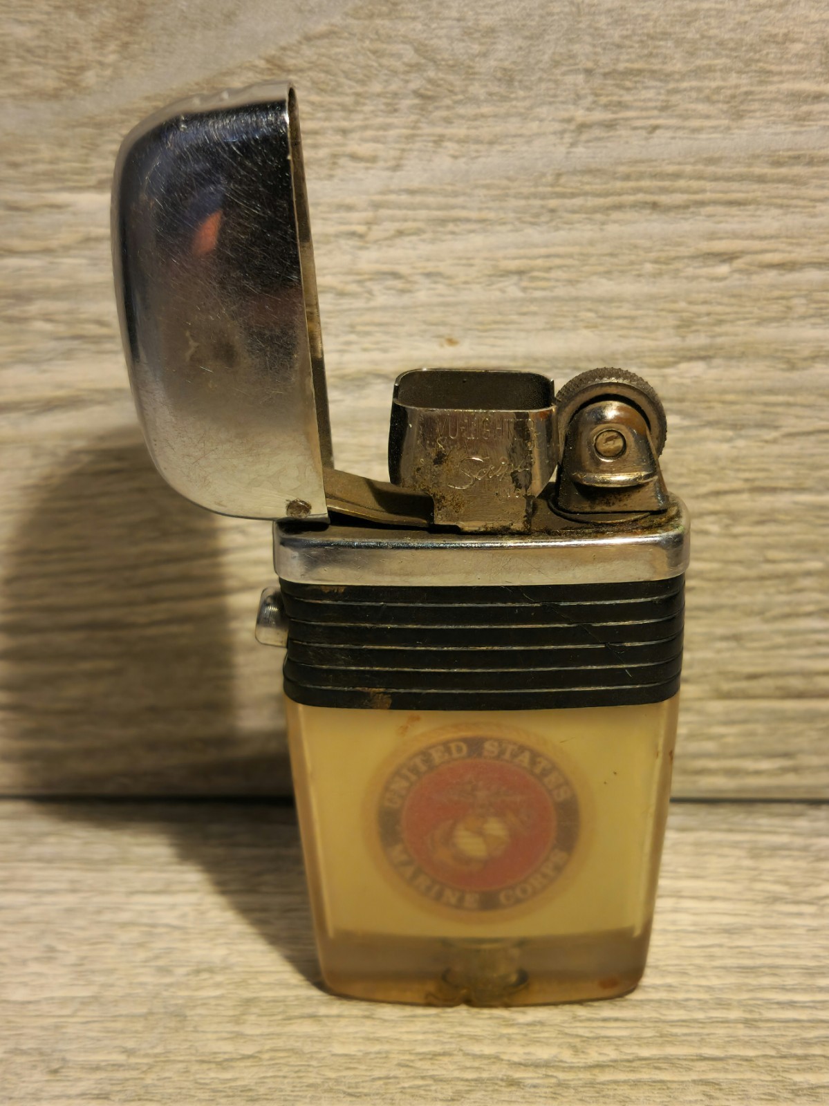 Vintage Scripto Vu Metal Lighter  - United States Marine Corps USMC