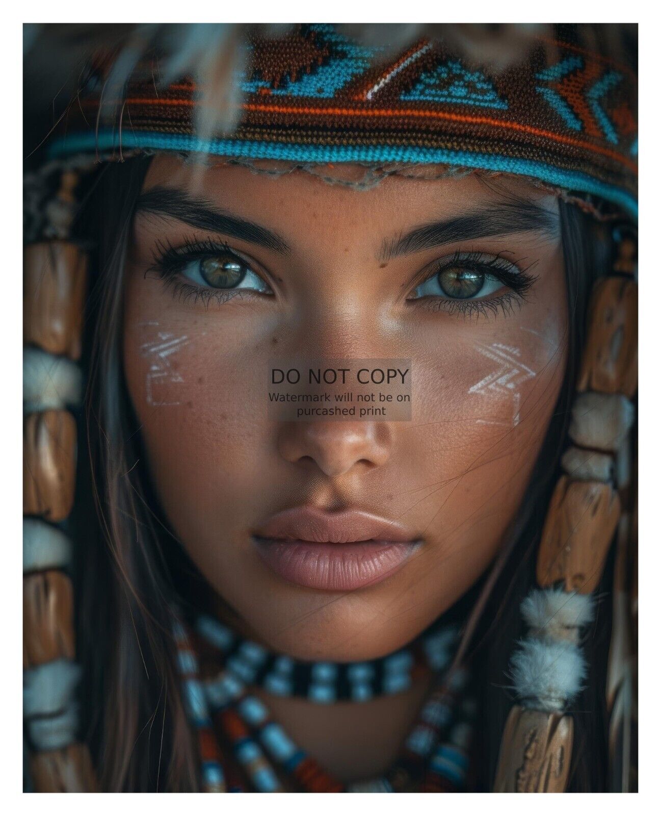 GORGEOUS YOUNG NATIVE AMERICAN LADY CLOSE UP 8X10 FANTASY PHOTO