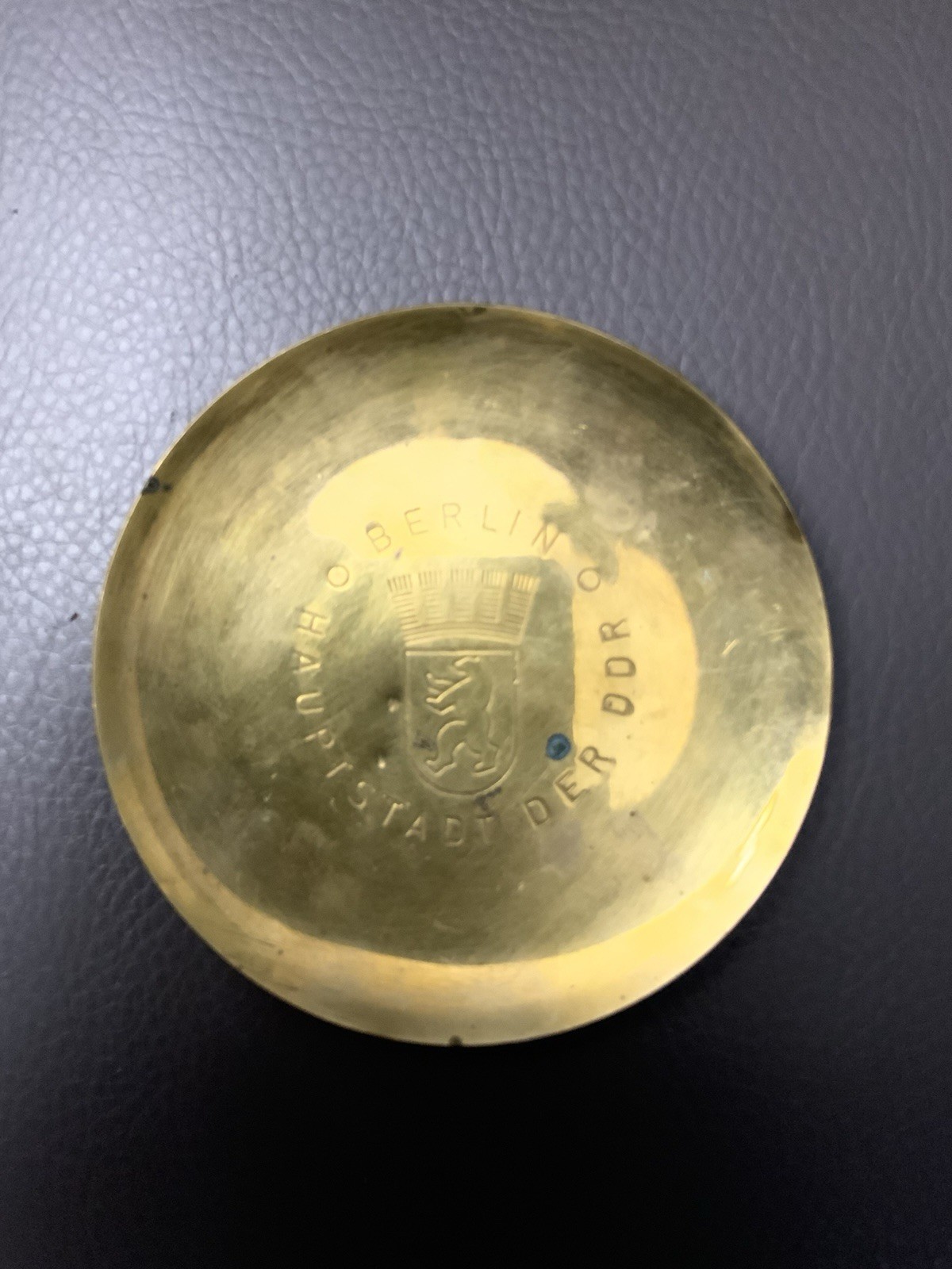 VTG East Germany Brass Dish Tray Berlin Hauptstadt Der DDR Coat of Arms Souvenir