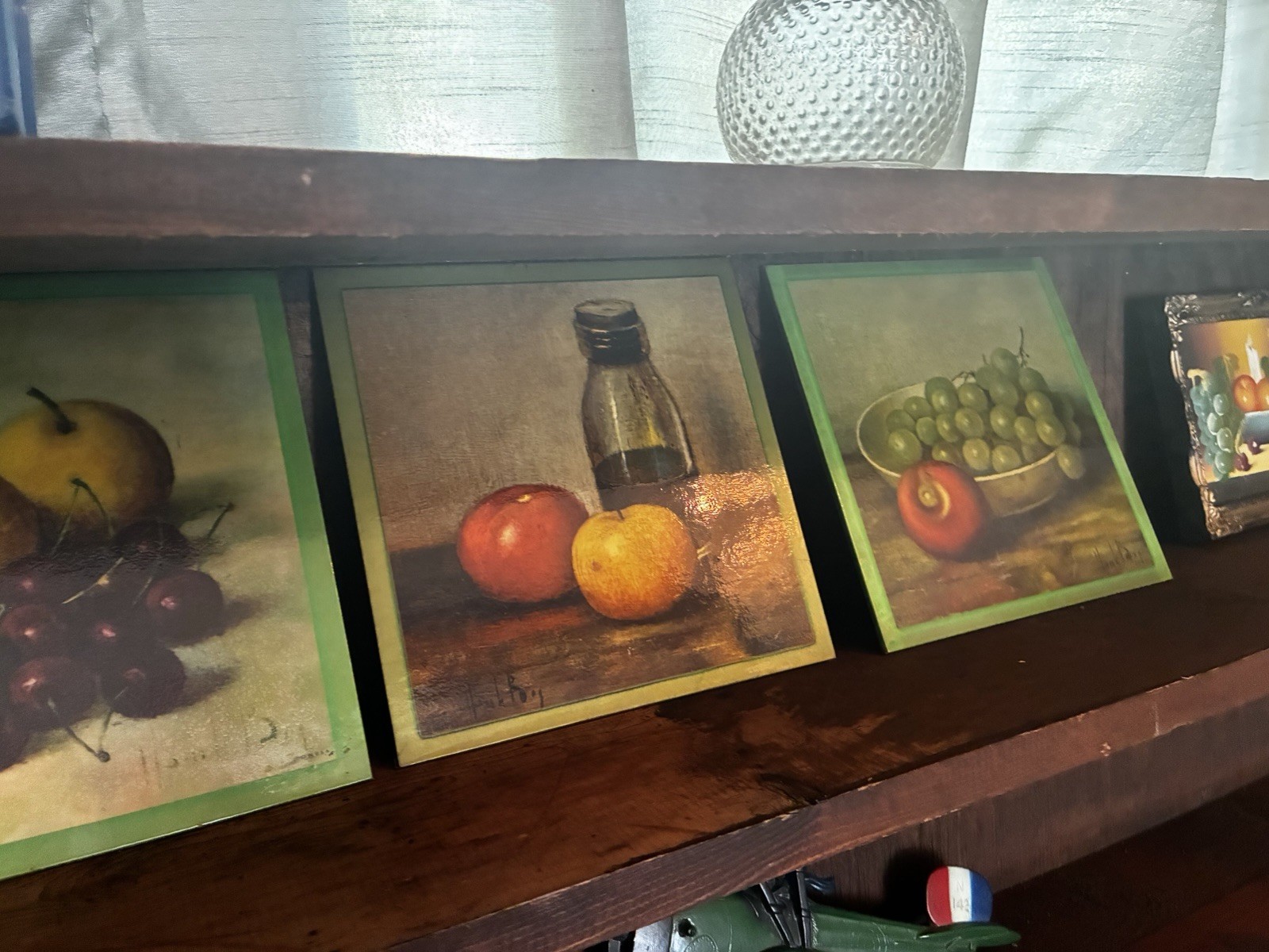 set of four vintage mid-century still life fruit art prints