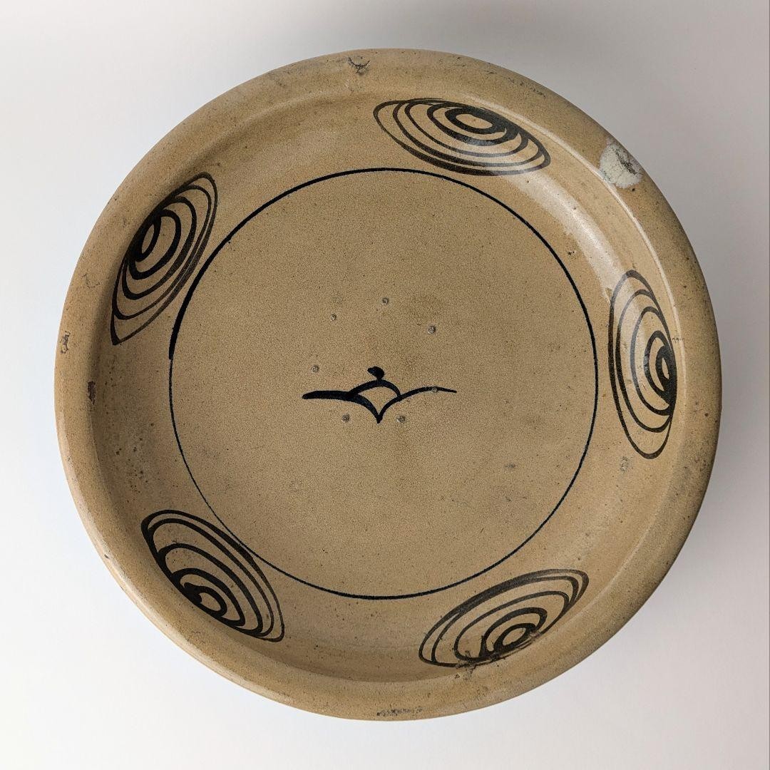 Antique Seto Uma no me Horse eye Plate Edo Era Japanese Pottery 12.2in