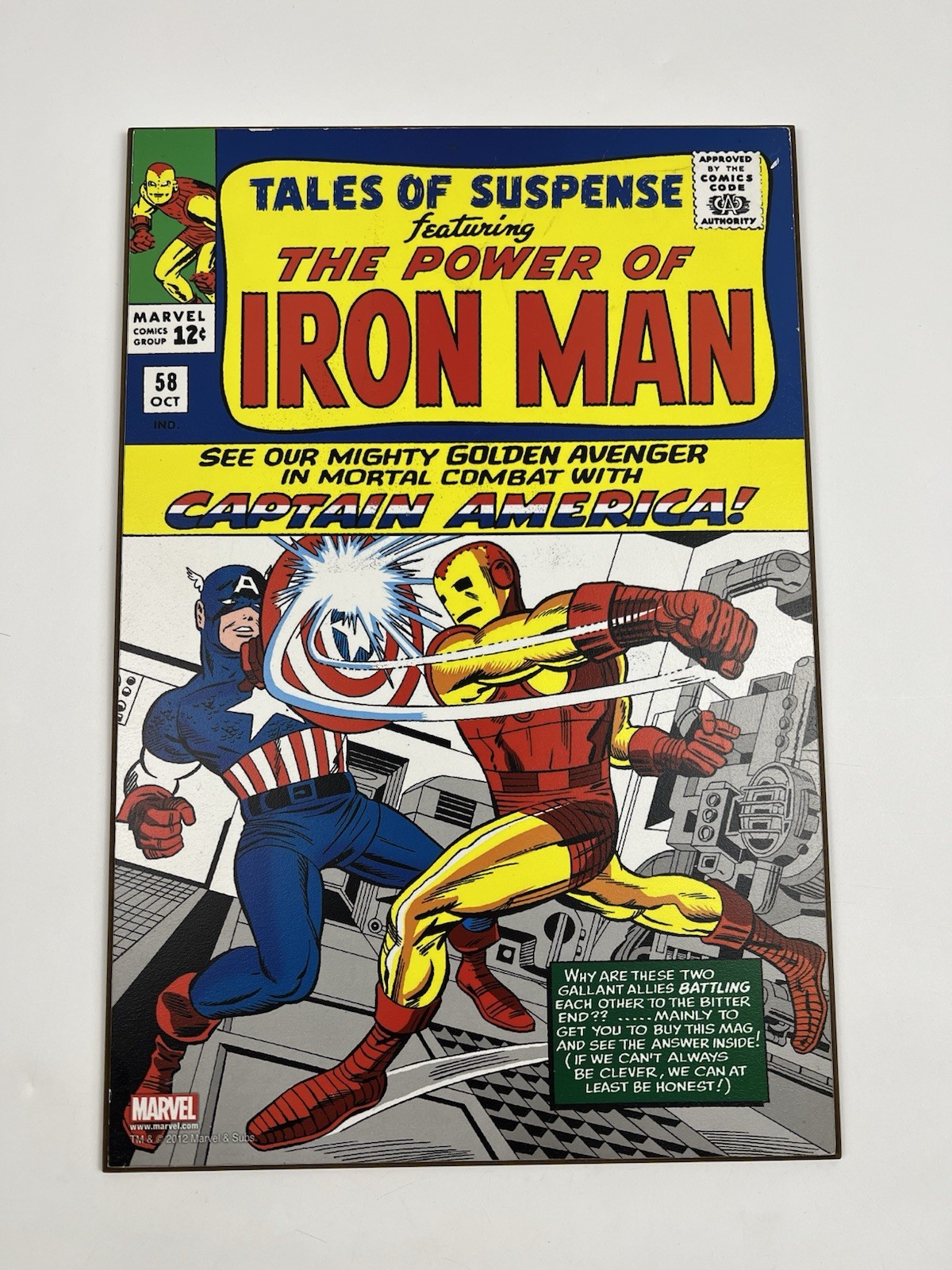 Marvel Tales of Suspense #58 Iron Man Captain America Wood Wall Plaque 13x19