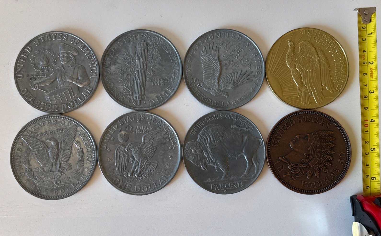 Jumbo Metal Novelty Coasters / Paperweights Coin Design Replicas  3\