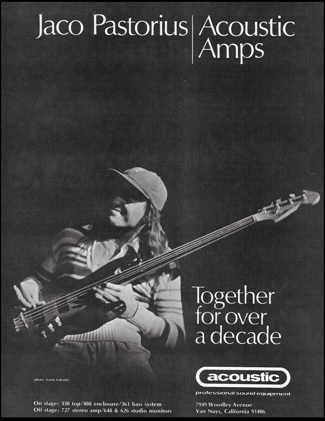 Jaco Pastorius 1979 Fender Bass guitar Acoustic amplifier system advertisement