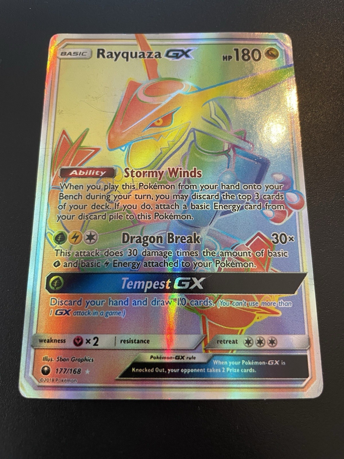 Rayquaza GX 177/168 Rainbow Rare Holo SM Celestial Storm English 2018 HP180 Rayquaza GX 177/168 Rainbow Rare Holo SM Celestial Storm English 2018 HP180