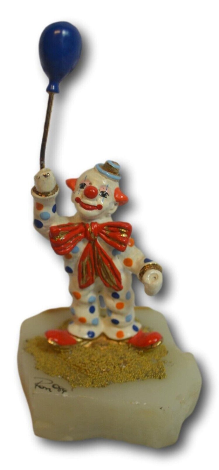 Vintage 1984 Ron Lee Clown with Balloon & Poodle On Signed Marble Base