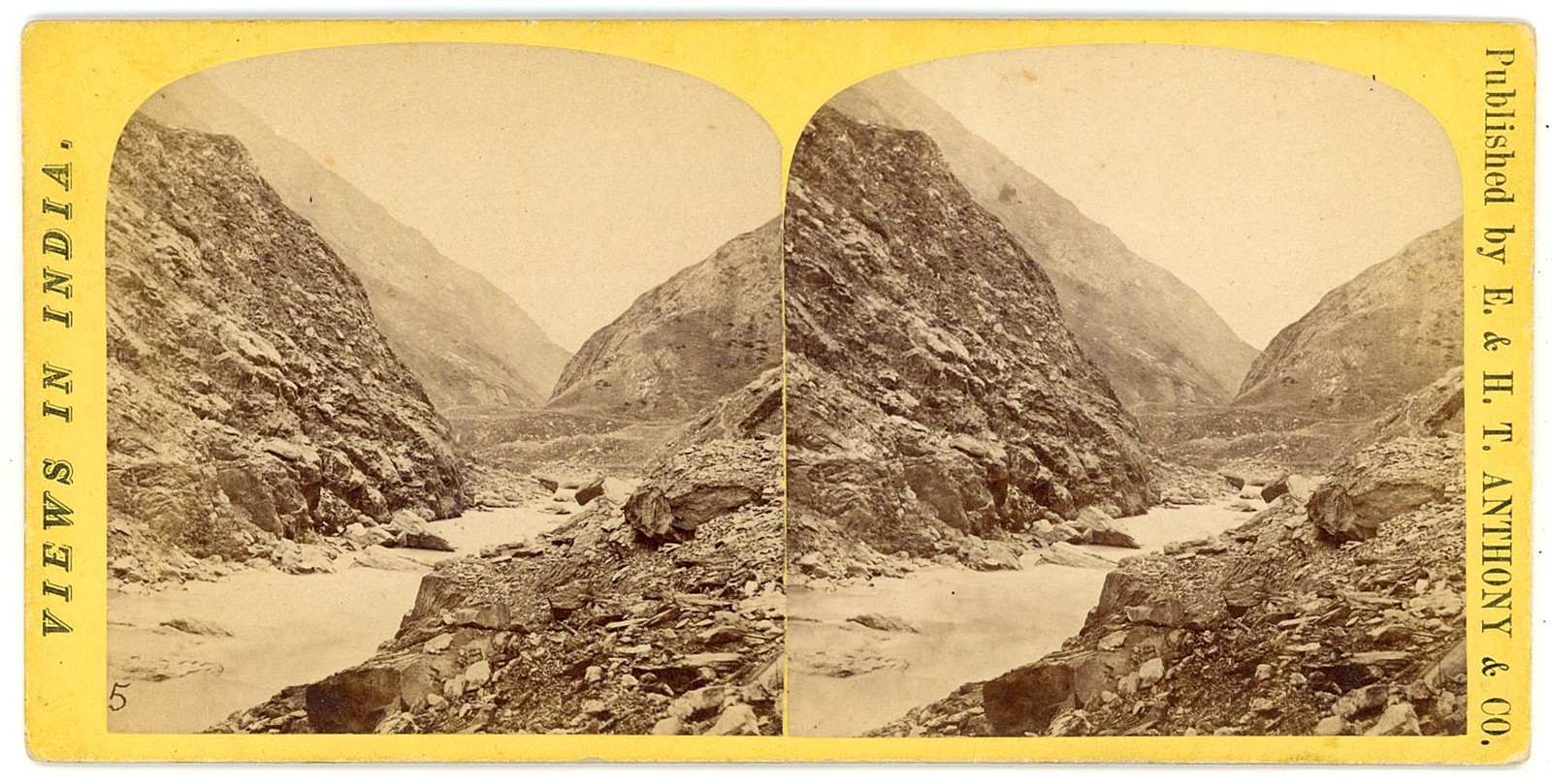 INDIA STEREOVIEW - Kashmir - View near Panjturni - E & HT Anthony 1860s