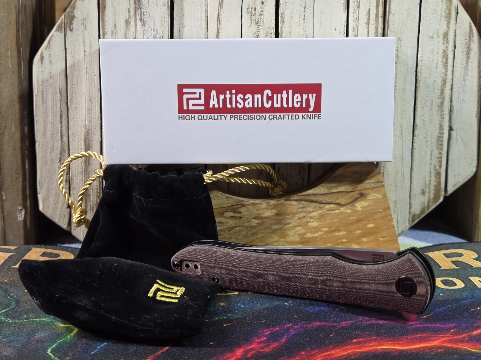 Artisan Cutlery SMKW Exclusive Shark Folding Knife Burgundy Micarta ATZ1707MBGD Artisan Cutlery SMKW Exclusive Shark Folding Knife Burgundy Micarta ATZ1707MBGD