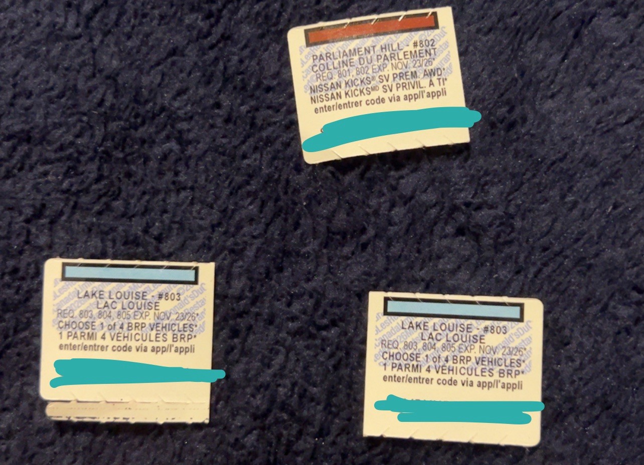 McDonalds Monopoly - 2 Lake Louise #803 and Parliament Hill #802 - CODE ONLY