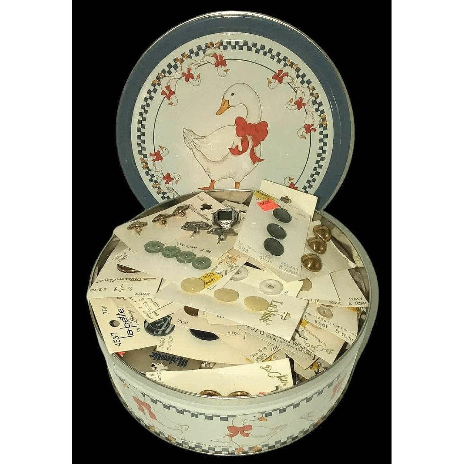 Vintage Goose Tin Sewing Buttons Lot 299 Unisex OS Multicolor Mixed Fasteners