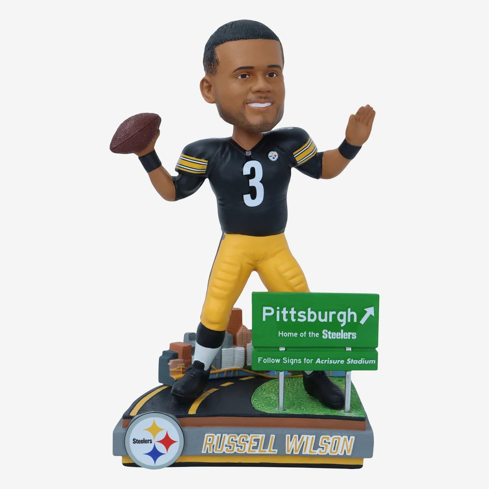 Russell Wilson Pittsburgh Steelers Next Stop Bobblehead NFL Football