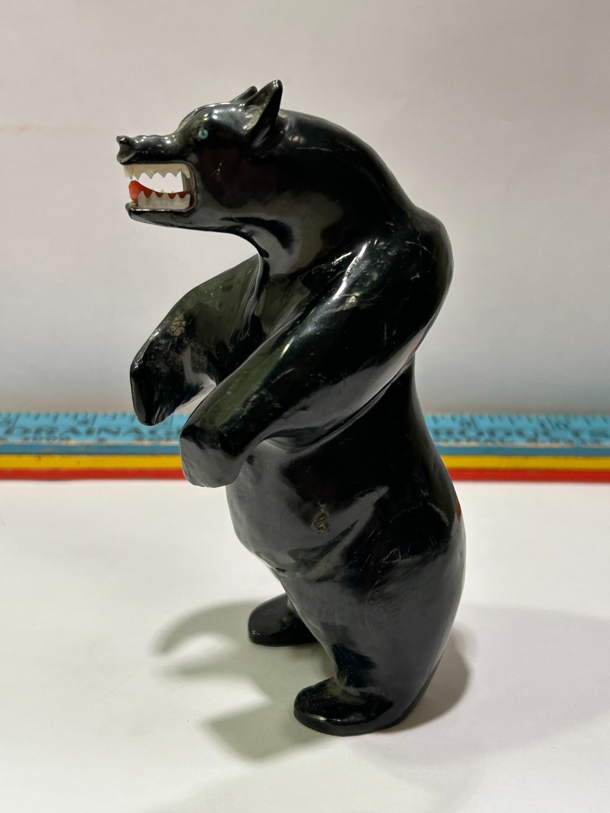 VTG Native American Navajo Bear( Pikes Peak)  Her Black Fetish Mother of Pearl *