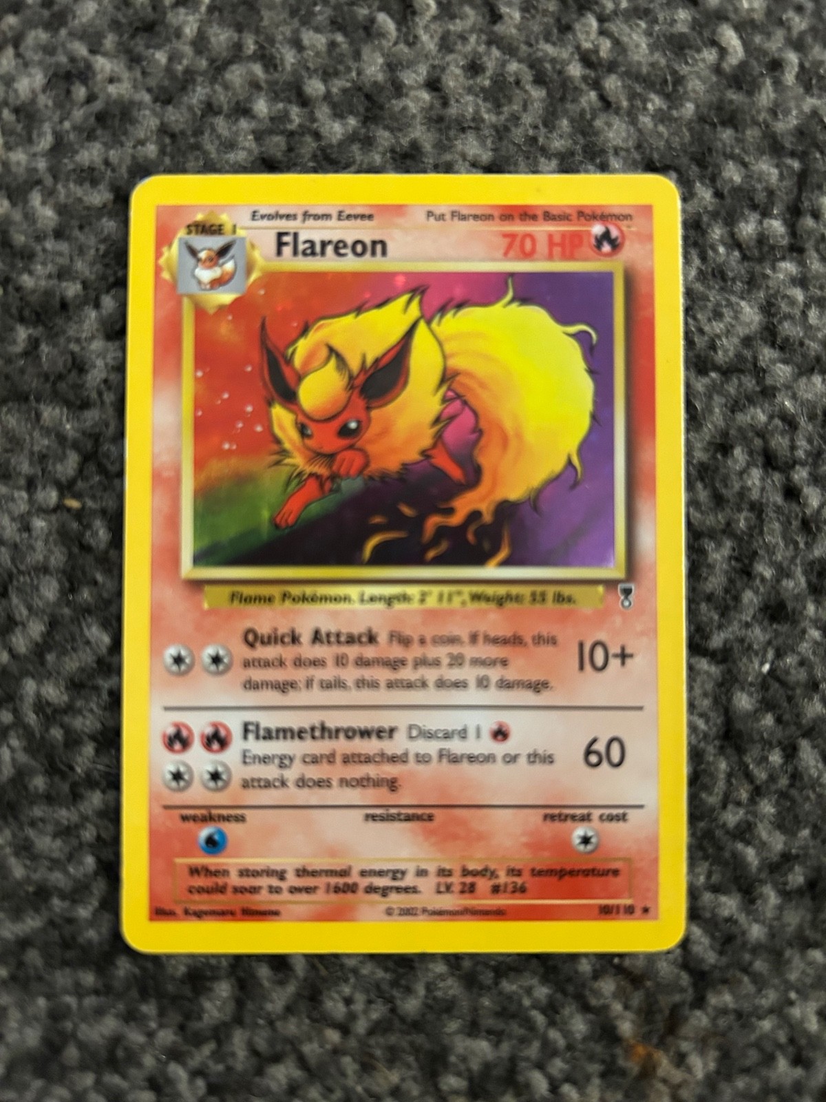 Flareon 10/110 Holo Rare 2002 Pokemon Legendary Collection WOTC Vintage Flareon 10/110 Holo Rare 2002 Pokemon Legendary Collection WOTC Vintage