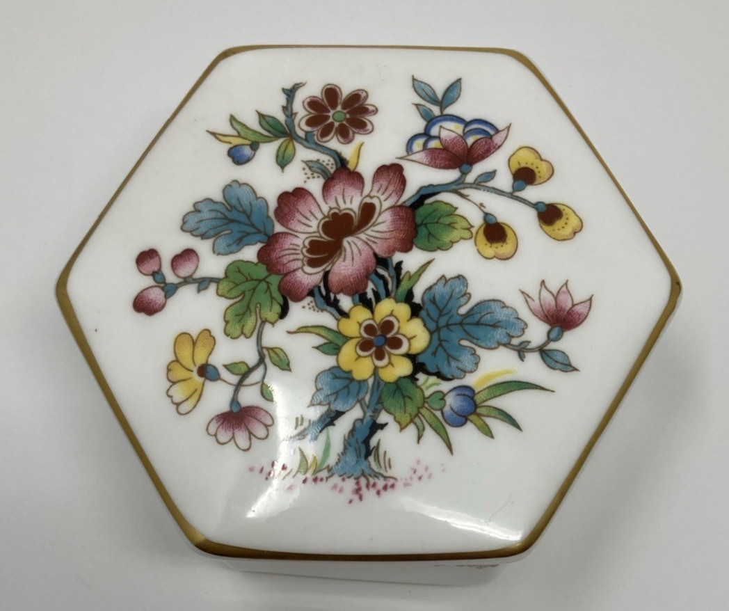 Coalport Ming Rose Lidded Trinket Box EUC #1005