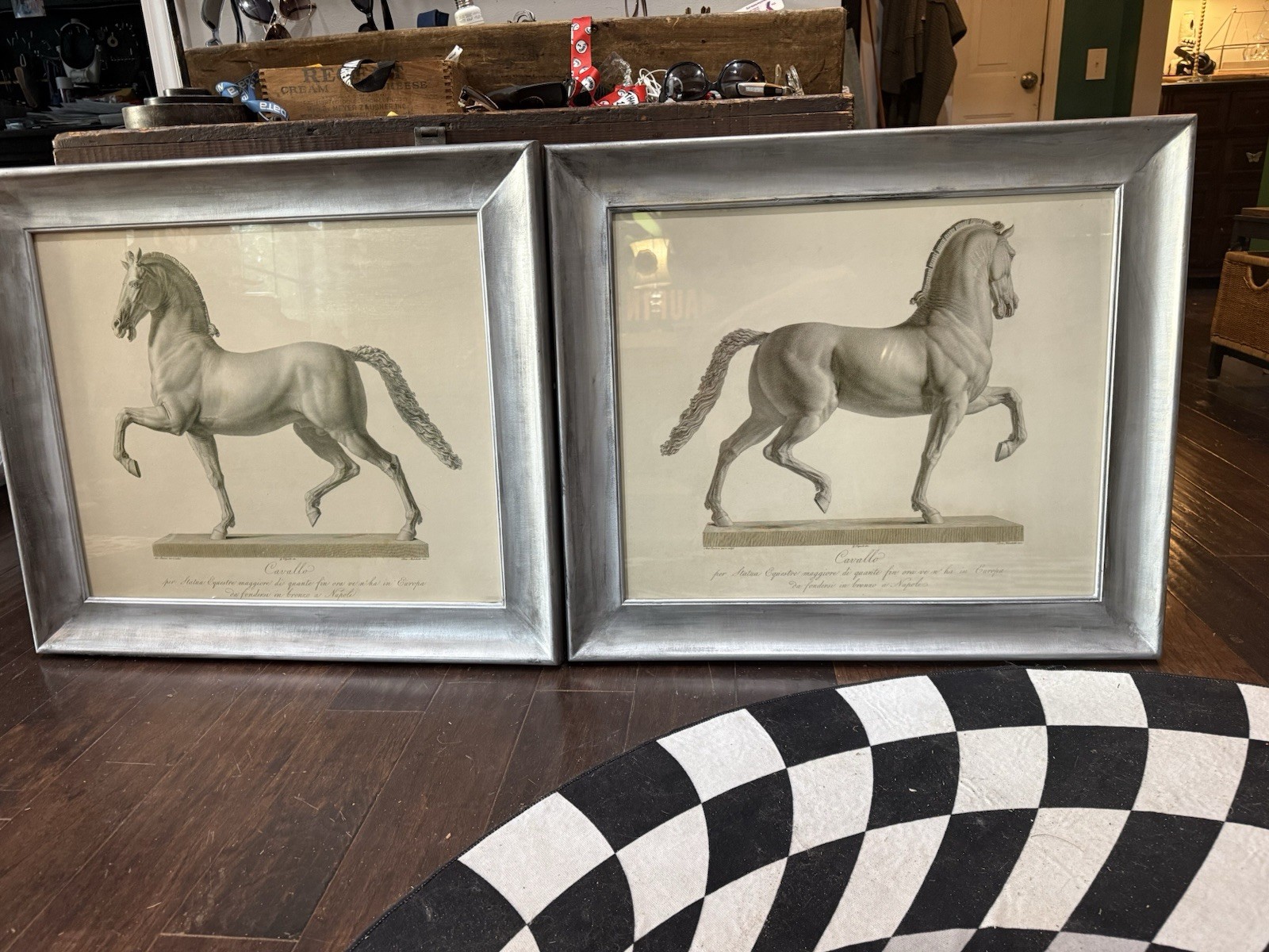 Pair of Framed Equestrian Horse Prints  Neoclassical Framed Artwork~20x26