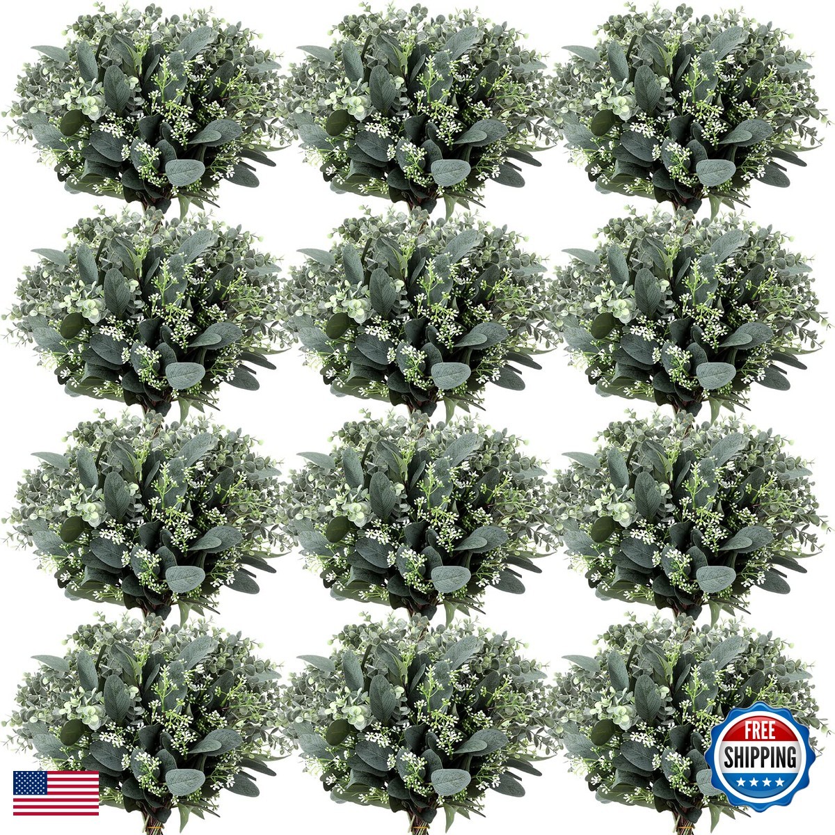 Janinka Mixed Eucalyptus Leaves Stems 60 Pcs White Seeds Silver Dollar for