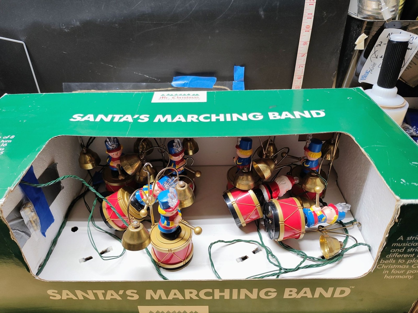 Vintage Drummer & Santa String Lights With Bells Christmas Decoration 10 Pieces 